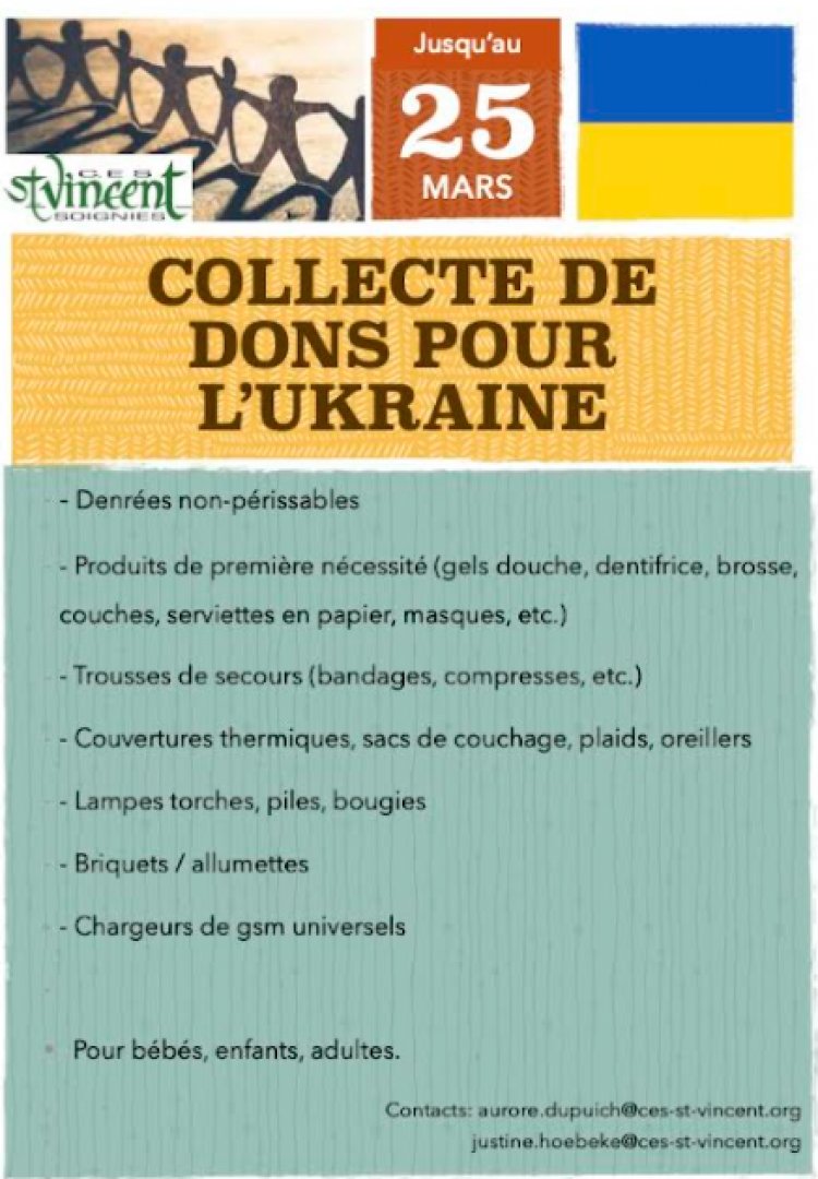 Collecte de dons en solidarité avec l'Ukraine