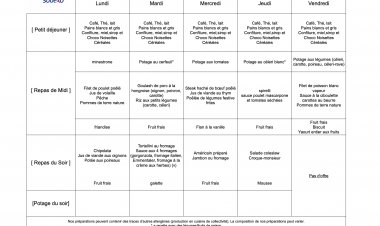 Le menu de la semaine du 14 au 18 novembre 2022