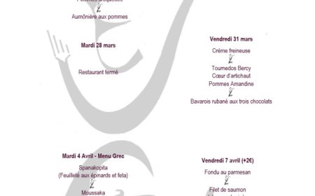 Le menu du restaurant didactique « Le Petit Gourmet »