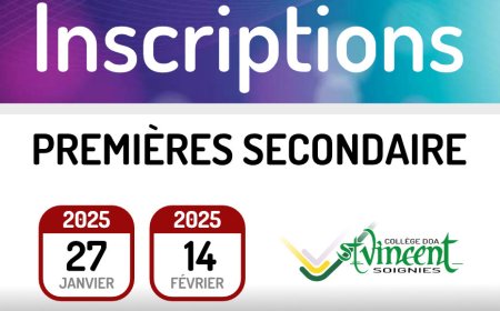 Inscriptions en première secondaire (année scolaire 20265-2026)