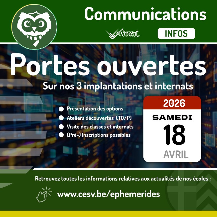 Matinée portes ouvertes : samedi 18 avril 2026