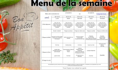 Menu de la semaine - 2 décembre 2019 > 6 décembre 2019