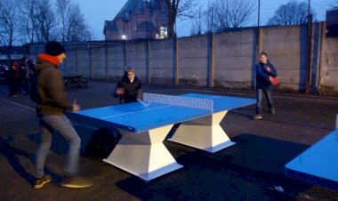 Installation des tables de ping-pong au DOA