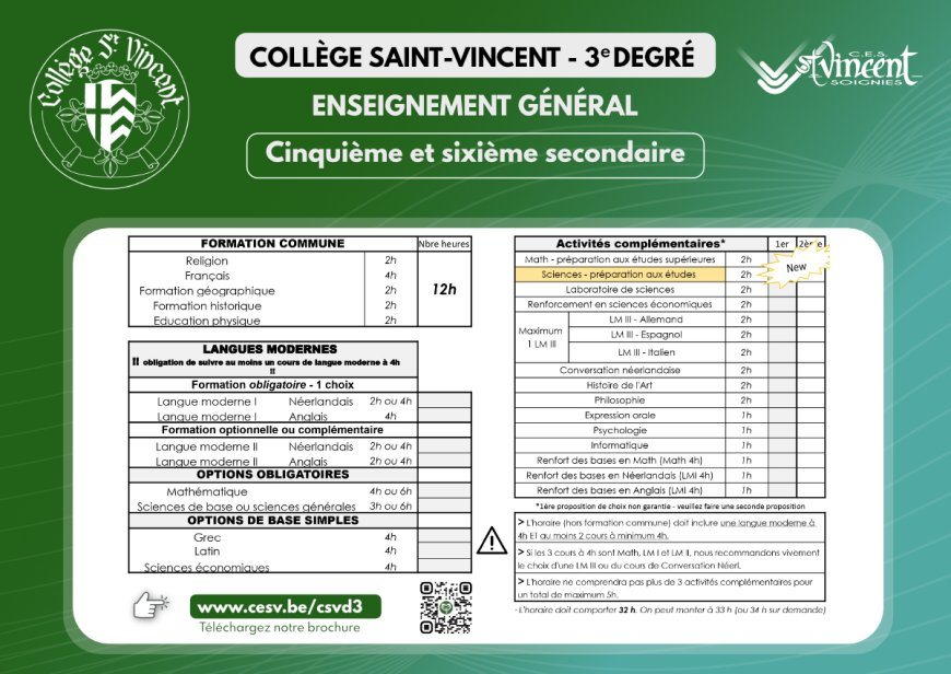 Grille horaire 5-6 enseignement général